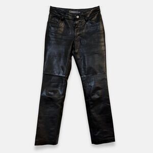 Vintage Y2K GAP Genuine Leather Bootcut Pants Black Size‎ 1 Moto Biker Grunge
